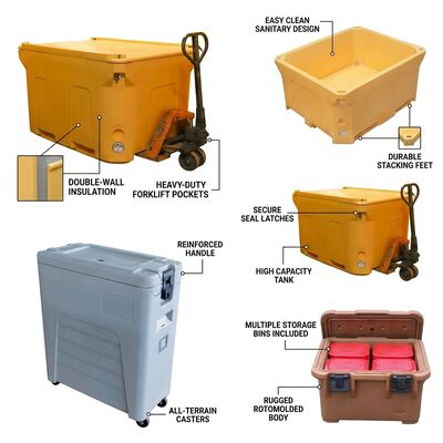Pojemnik do transportu żywności z ładowaniem od przodu, 50L, izolowany, z nylonowymi zatrzaskami, termoformowany, cateringowy