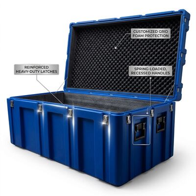 Wózkowa skrzynka narzędziowa 1200 mm, rotomoldowana, wodoodporna IP65, długa walizka transportowa na sprzęt LLDPE wojskowa